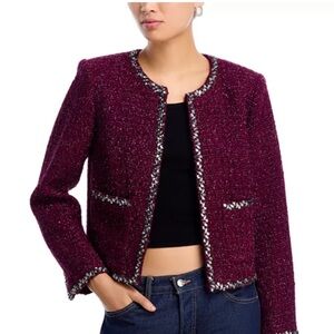 Aqua Burgundy Tweed Blazer with Black Trim